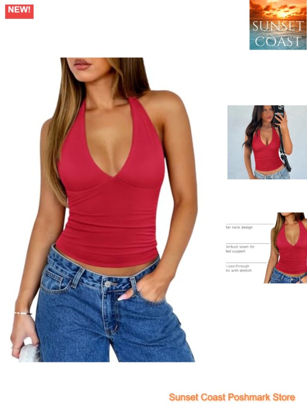 Double Lined Halter Tank Top Backless Going Out Cami Shirt